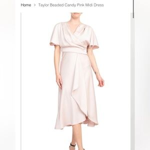 Taylor Beaded Candy Pink Midi Dress size 10 pink new with tags